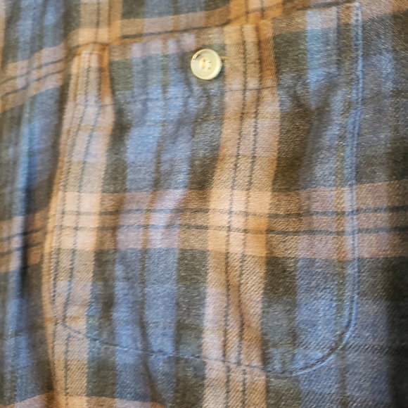 Haggar Mens Flannel Shirt Large Blue Brown Plaid Long Sleeve Button Up - Picture 6 of 7